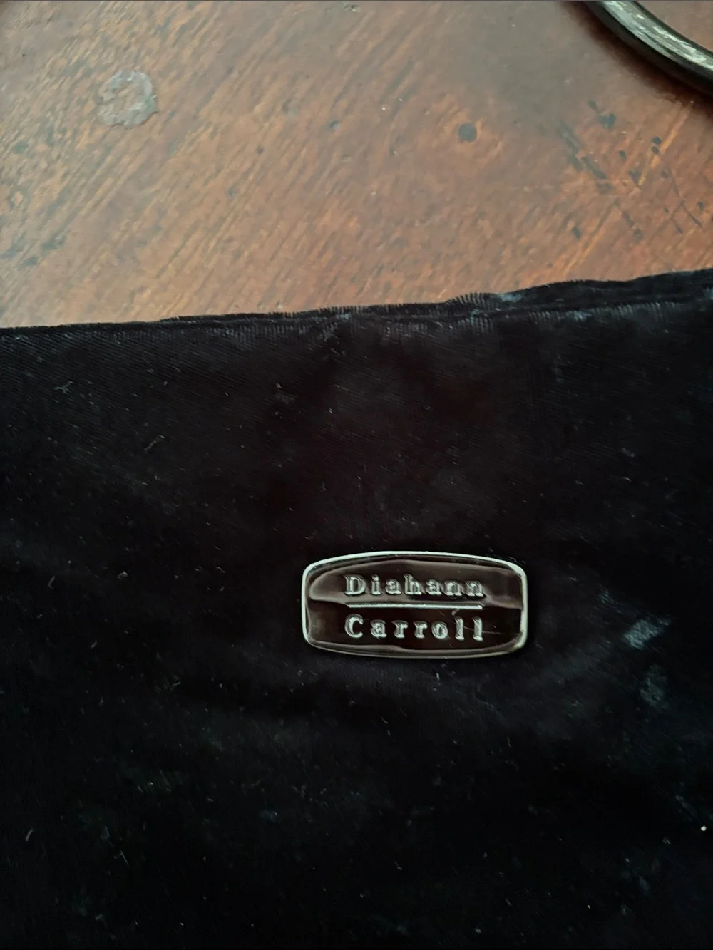 Black Velvet Shoulder Bag with Slim Leather Strap